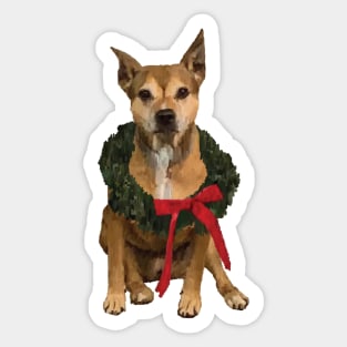 Pitbull with Holiday Wreath Sticker